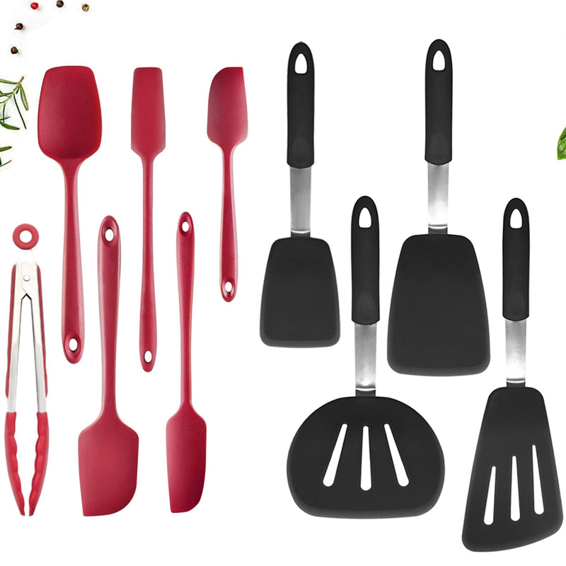 Versatile Silicone Kitchen Utensil Set: Scraper, Spatula, Tong, and Slotted Turner