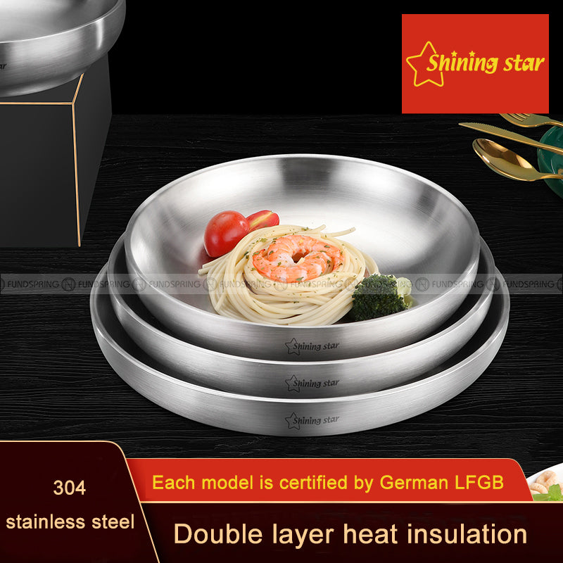 304 Stainless Steel Plate Heat Insulation Double Layer Thickened Bowl