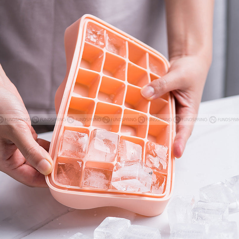 Silicone Ice Cube Mold Tray with Lid DIY Ice Box Ice Freezer Container