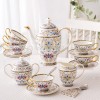 Bone China Coffee and Tea Set with Enamel Cup and Saucer Vintage Model Royal Pattern, 15-Piece