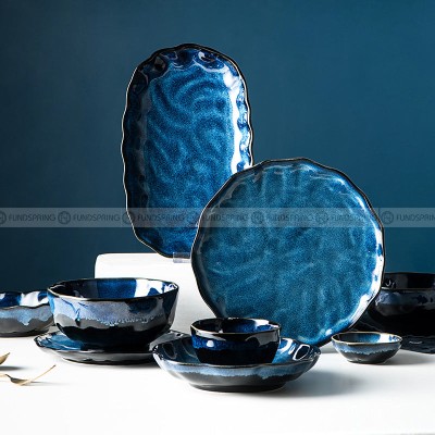 Kiln Under glazed Ceramic Tableware Creative Lotus Leaf Tableware Set Kiln Under glazed Ceramic Tableware Creative Lotus Leaf Tableware Set