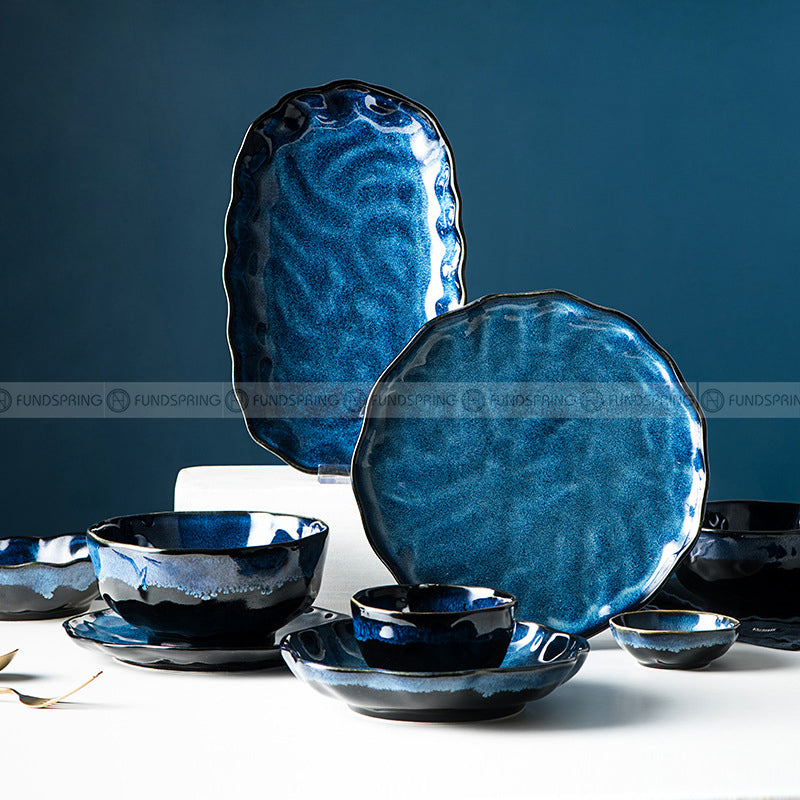 Kiln Under glazed Ceramic Tableware Creative Lotus Leaf Tableware Set