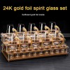 Golden Elegance: Baijiu Glass Spirit Cups Ensemble with Dispenser and Rack