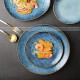 Denim Blue Dinner Plate Kiln Changed Ceramic Dinnerware Set of 4