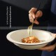 Nordic Matte Deep Dish Disc Korean Creative Brown Line Shallow Bowl 8.5"