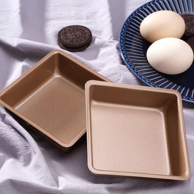 Golden Nonstick 4-Inch Square Baking Pan Bread Mold - Set of 2 Cake Plates Golden Nonstick 4-Inch Square Baking Pan Bread Mold - Set of 2 Cake Plates