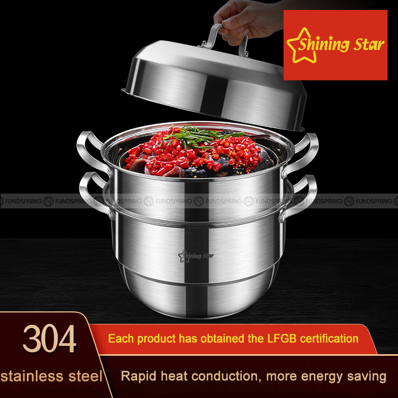 304 Stainless Steel Large Soup Pot 3-layer Big Capacity Steamer