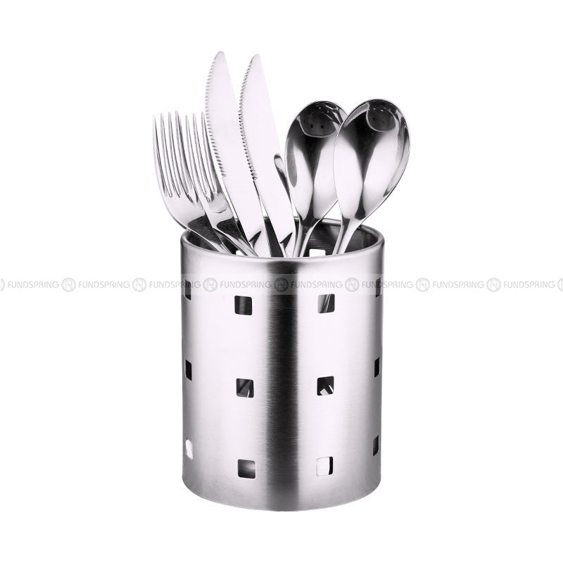 Stainless Steel Draining Cutlery Holder Round Flatware Storage Stand