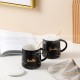 Nordic English Words Marbled Ceramic Mug Coffee Cup with Lid and Spoon