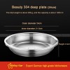 304 Stainless Steel Deep Dish Thickened Round Dinner Plate Soup Plate