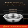 304 Stainless Steel Deep Dish Thickened Round Dinner Plate Soup Plate