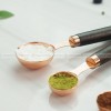 Set of 4 Rose Gold Stainless Steel Measuring Spoons with Elegant Wood Handles