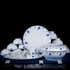 Love Of Crystal Tableware Blue and White Ceramic Dinnerware Set 46 Pcs