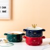 Double-Handled Soup Bowl with Lid: Stylish Ceramic Tableware for Individual Use