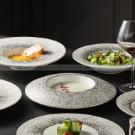 Designer Dinnerware Collection Weiss Series Ceramic White/Sliver Plate Designer Dinnerware Collection Weiss Series Ceramic White/Sliver Plate