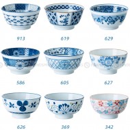 Blue and White Under Glazed Ceramic Bowl Japan Style 4.5" Set of 4 Blue and White Under Glazed Ceramic Bowl Japan Style 4.5" Set of 4