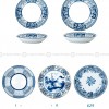 Japanese Blue and White Ceramic Deep Plates Pasta Bowl 7" Set of 4