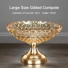 Golden Elegance: Gilded Crystal Glass Fruit Tray High-foot Serving Bowl