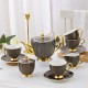 Gold Gilded Bone China Tea Set with Black Gold Infinite Grid Coffee Set Tea Set with Pot 15 Pcs