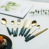 Modern Flatware Set Stainless Steel Gold Knife, Spoon, and Fork With Ceramic Handle