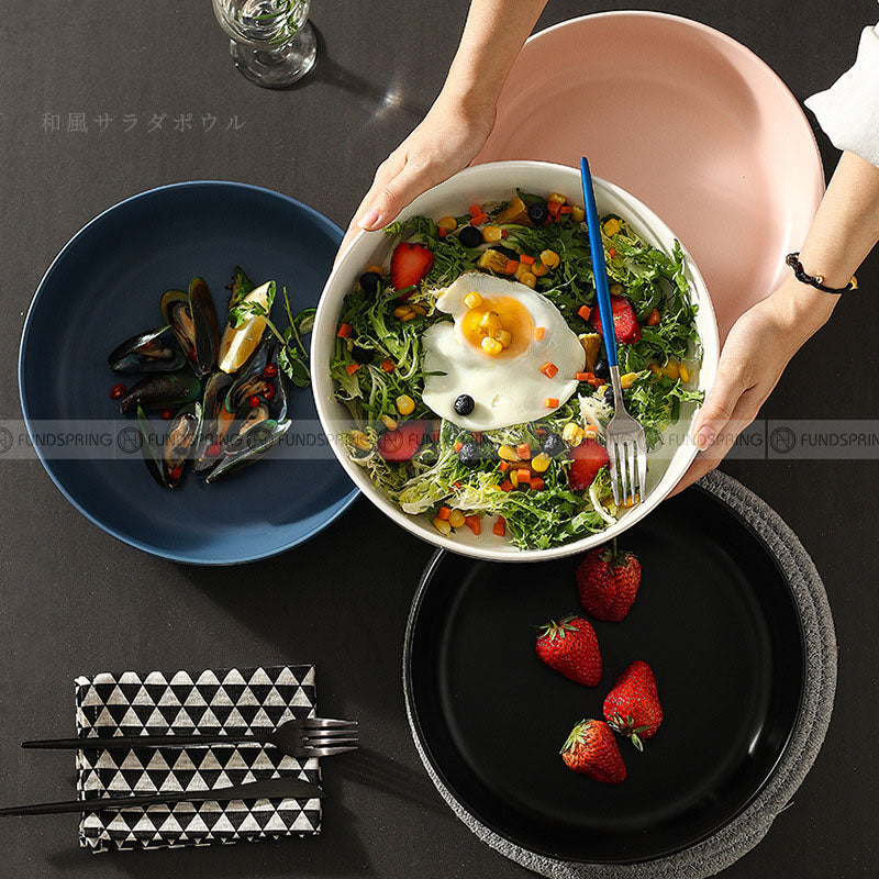 Creative Tableware Ceramic Round Bowl Big Soup Bowl Colors Deep Plate 10"