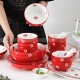 Cute Strawberry Tableware Underglazed Ceramic Dinnerware Plates Bowls