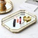 Cosmetics Storage Rack Decorative Metal Mirror Jewelry Display Tray
