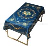 Rococo Tablecloth Blue Table Cover Retro Style Velvet Table Cloth