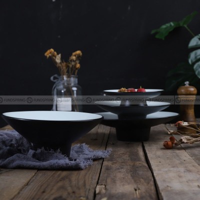 Japanese Ceramic Serving Plate High-foot Plate Matte Black Platter Japanese Ceramic Serving Plate High-foot Plate Matte Black Platter