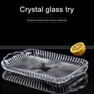 Rectangular Vertical Striped Glass Fruit Tray Multiple Functions Plate