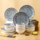 Artisanal Elegance: Vertical Pattern Underglaze Ceramic Dinnerware Set - 20 Pieces