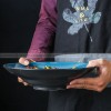 Peacock Blue Deep Dish Wide Mouth Ramen Bowl Spaghetti Plate