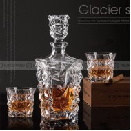 Glacier Whisky Glass Cup With Bottle Large Whisky Drinkware Set 7 Pcs