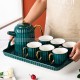 Office Tea Set Household Green Porcelain Coffee Cup Set Kettle Shelf with Tray