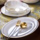 Bone China Dinnerware Set With Plates Bowls Golden Rim Tableware