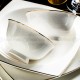 Bone China Dinnerware Set Plates/Bowls/Pot With Golden Gilded 50 Pcs