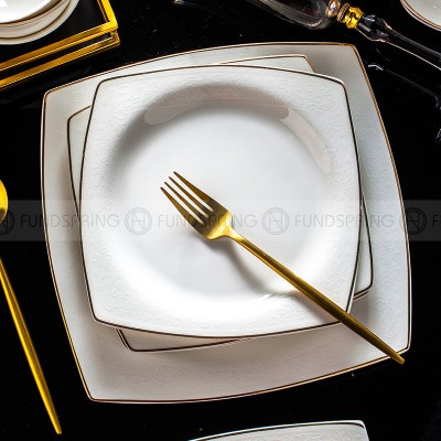 Bone China Dinnerware Set Plates/Bowls/Pot With Golden Gilded 50 Pcs Bone China Dinnerware Set Plates/Bowls/Pot With Golden Gilded 50 Pcs
