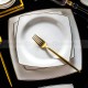 Bone China Dinnerware Set Plates/Bowls/Pot With Golden Gilded 50 Pcs