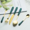 Modern Flatware Set Stainless Steel Gold Knife, Spoon, and Fork With Ceramic Handle