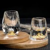 Golden Elegance: Crystal Glass Wine Dispenser Set with Gold Foil Wine Cups