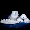 Love Of Crystal Tableware Blue and White Ceramic Dinnerware Set 46 Pcs