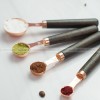 Set of 4 Rose Gold Stainless Steel Measuring Spoons with Elegant Wood Handles