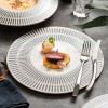 Designer Dinnerware Collection Weiss Series Grey/White with Gold Ring Ceramic Shallow Plate