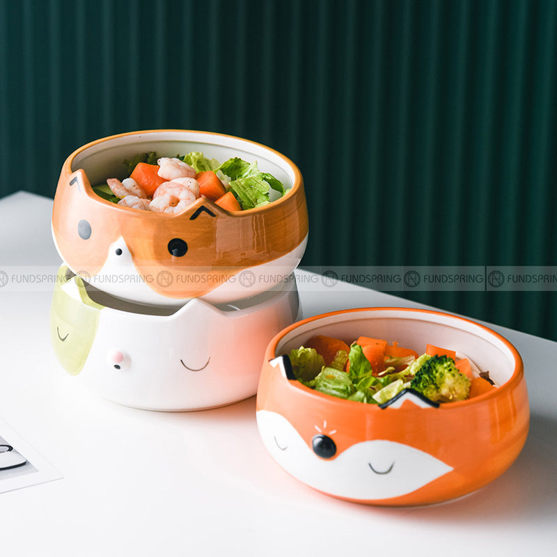 Cartoon Animal Bowls lovely Ceramic Bowls Large Soup & Salad Bowls 5.5"