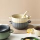 Nordic Double-Handle Soup Bowl Ceramic Tableware Soup Pot Large Bowl