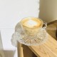 Crystal Glass Embossed Sun Flower Coffee Mug Cup and Saucer Set