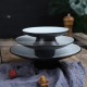 Japanese Ceramic Serving Plate High-foot Plate Matte Black Platter