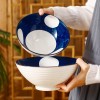 Artistry in Bowls: Japanese Style Underglaze Ceramic Dinner Bowls Set of 4