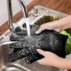 Heat Resistant Five-finger Gloves Thickened Silicone Insulation Black Gloves