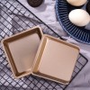 Golden Nonstick 4-Inch Square Baking Pan Bread Mold - Set of 2 Cake Plates